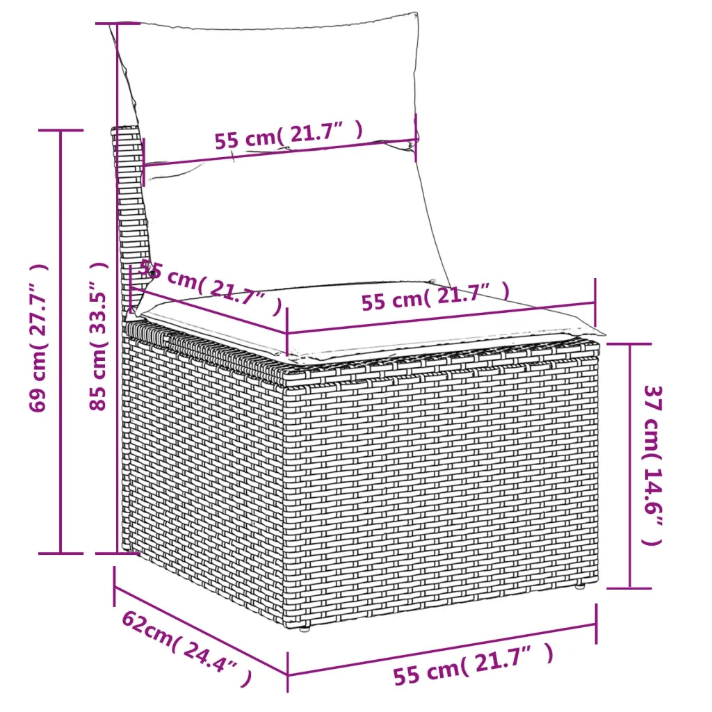 Set Divano da Giardino 8 pz con Cuscini Grigio in Polyrattan 3224912