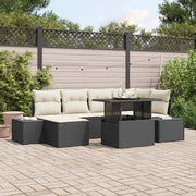 Set Divano da Giardino con archiviazione 7 pcs Nero Poly Rattan 3357950