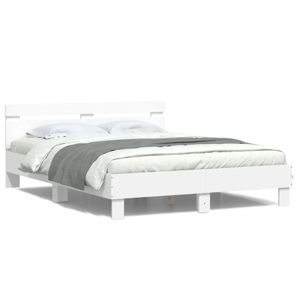 Giroletto con Testiera e LED Bianco 140x190 cm 3207560