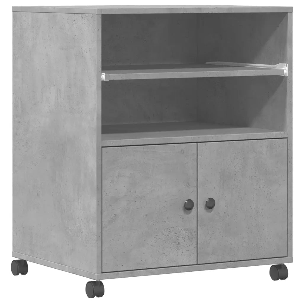 Supporto per Stampante con Ruote Grigio Cemento 60x48x74 cm 840635