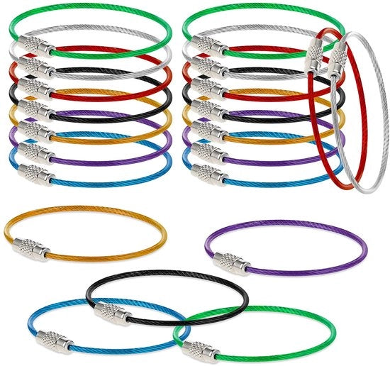Impugnature di chiave in acciaio inossidabile - Set di 21 pezzi - 15cm/5.9in con diverse colori - Impugnatura di chiave con anello