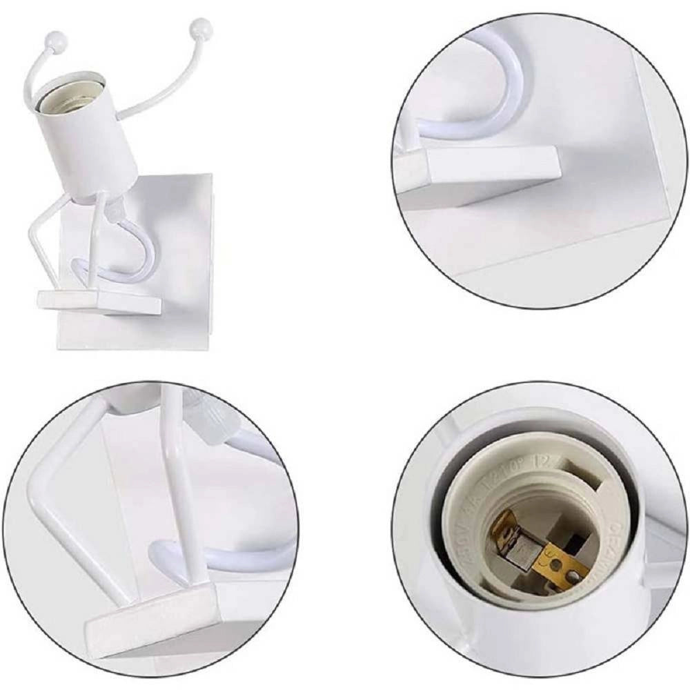 Trade Shop - Applique Da Parete Decorativo Forma Omino Che Salta In Metallo Attacco E27 Aq50 - Bianco