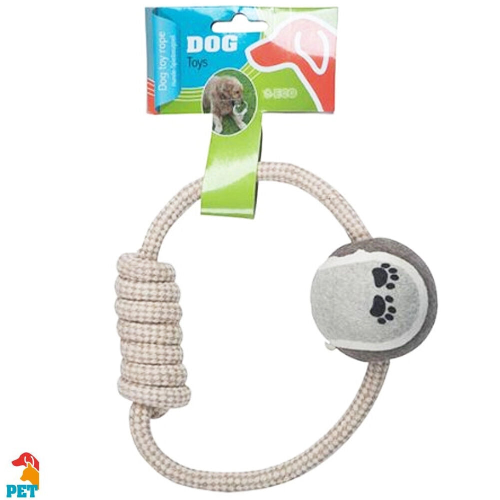 Gioco per Cani Anelli in Corda e Palla Dog Toy Rope In Cotone Atossico