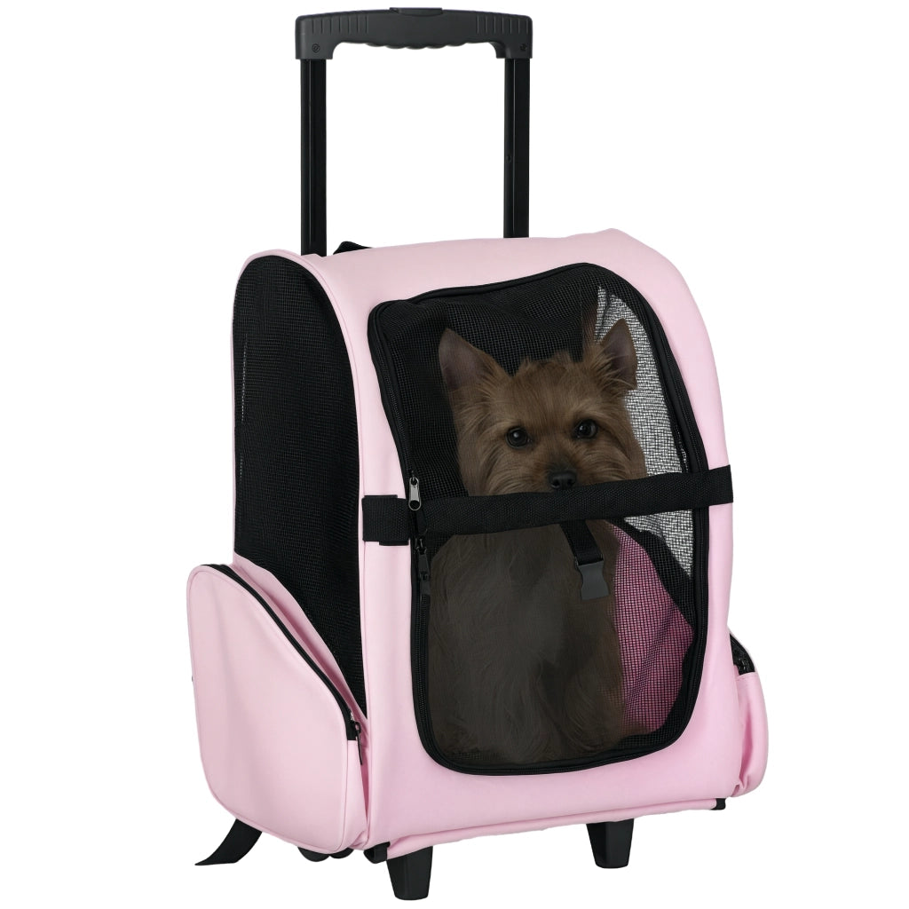 Trasportino Zaino per Cani Gatti con Ruote ¨C Minimal ¨C Rosa 42x25x55cm