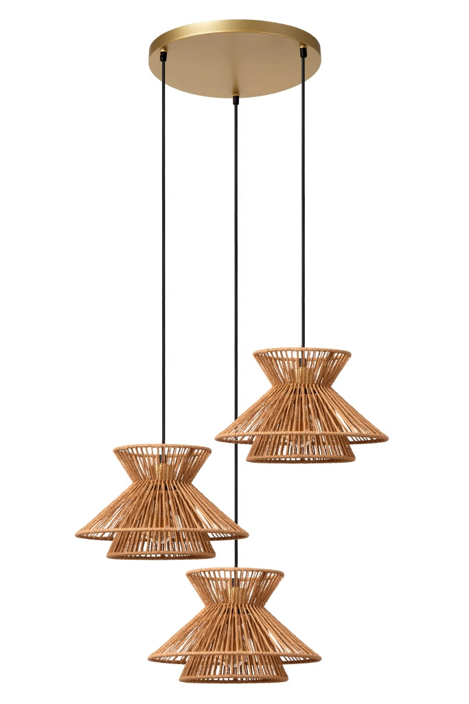 Lampada a sospensione boho tripla TASMAN E27 Lucide