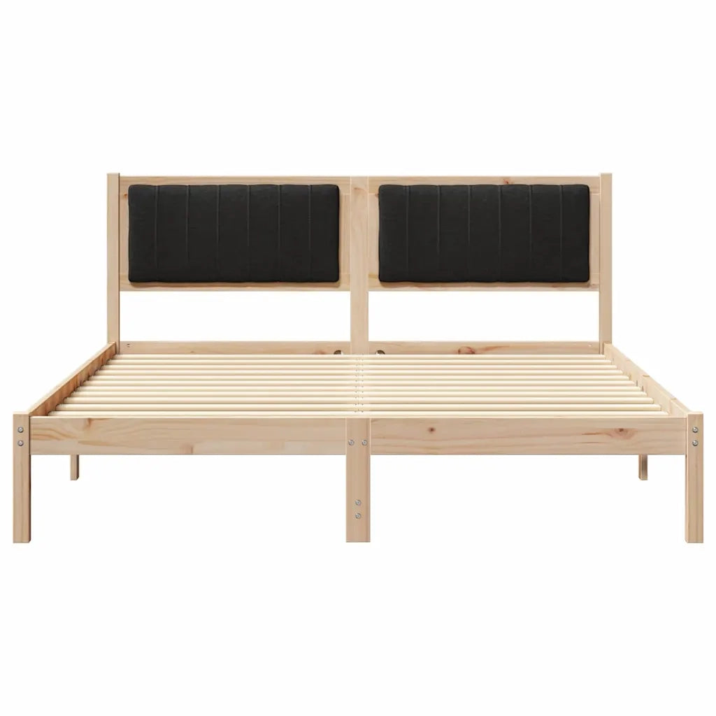 Letto con Testiera Rivestita Nero 150 x 200 cm Pino massello 878251