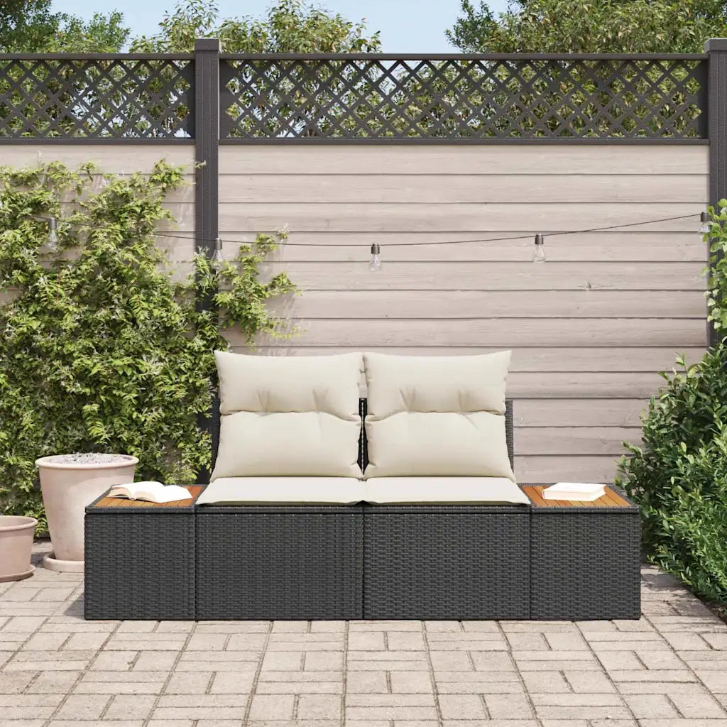 Divano da giardino Nero 184 x 62 x 85cm polyrattan 42006817