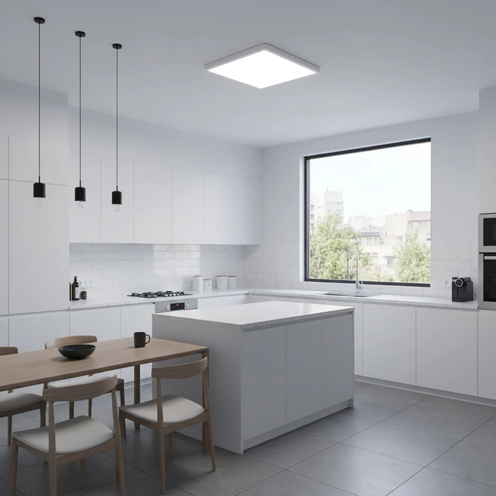 Plafoniera quadrata sottile design moderno LED 45W CCT IP40 lampada slim soffitto luce bagno cucina ufficio 45cm