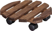 Rotolatore di Piante - Country Wood, Diametro 30 x 8 cm, Tavola Rotolante con Suola Antiscivolo, Capacità di Carico 100 kg, Prodotto in UE