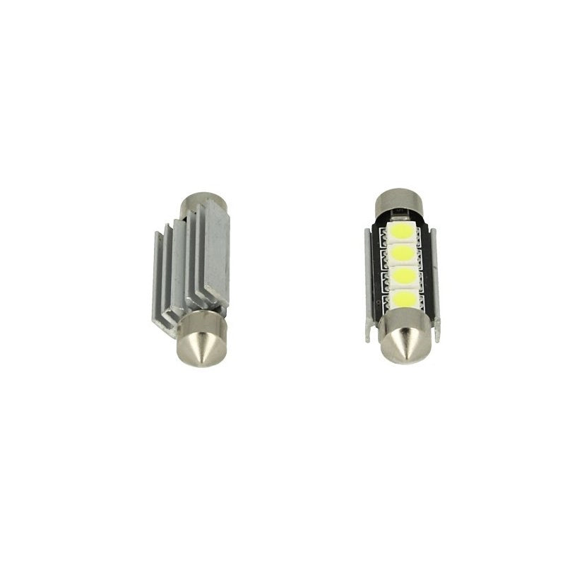 24V Lampada LED Siluro Canbus T11 C5W 42mm 4 SMD 5050 Giallo Arancione con Dissipatore Alluminio per Camion Bus Barca