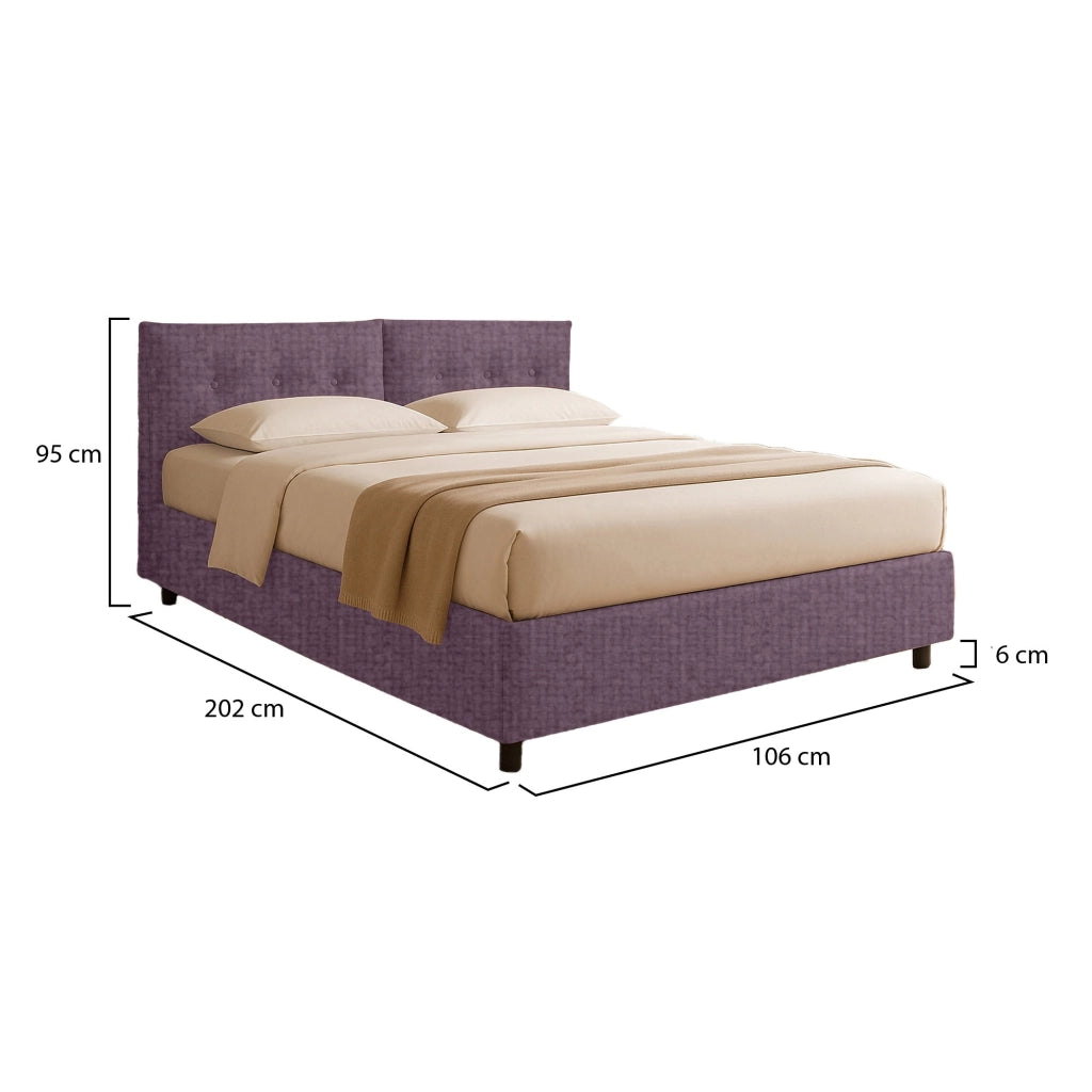 Exeter, Letto Singolo Sfoderabile Made in Italy, Viola Lilla