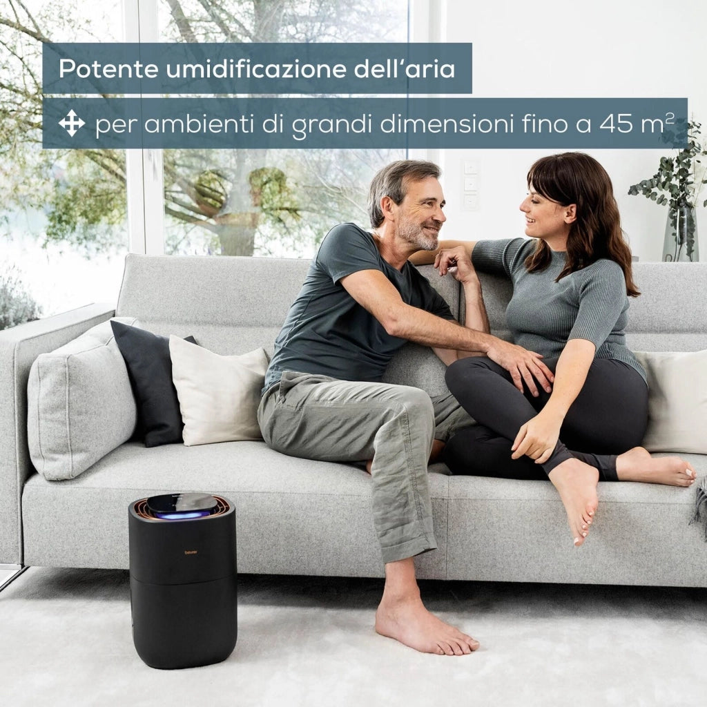 Beurer Umidificatore LB 300 Plus con Tecnologia di Evaporazione a Freddo ad Alta Efficienza Energetica, Indicatore di Umidità, Funzione di Asciugatura del Filtro Igienico, per Ambienti Fino a 45 m²