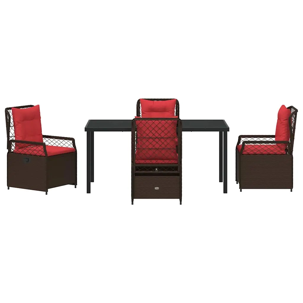 Set da Pranzo per Giardino 5 pcs Marrone polyrattan