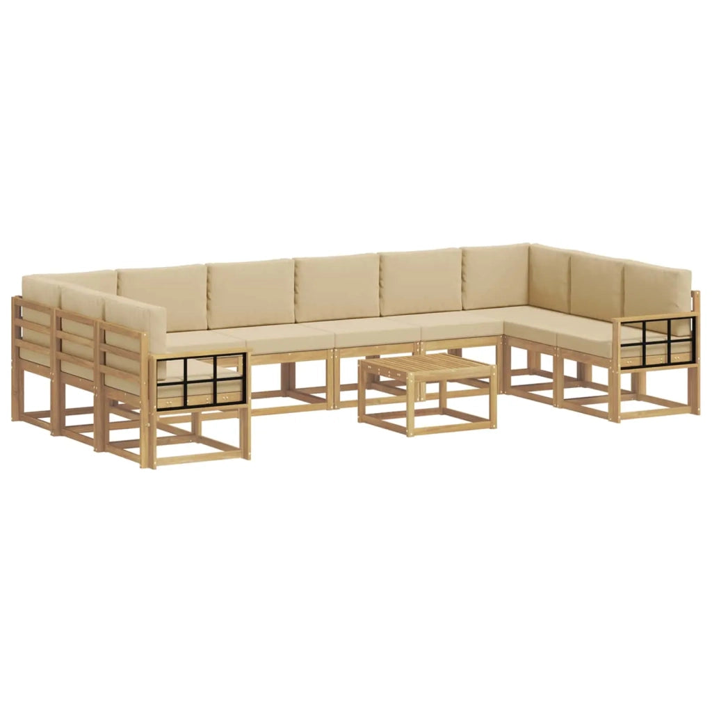 Set di divani da esterno con cuscino 11 pcs Bianco e Beige 3388337
