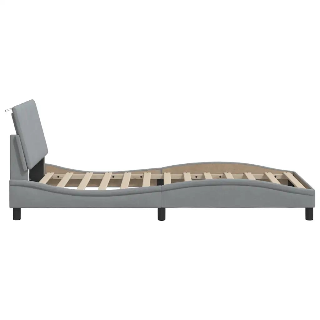 Letto singolo | Letto per adulti | Giroletto senza Materasso Hanko Grigio Chiaro 100x200 cm Tessuto