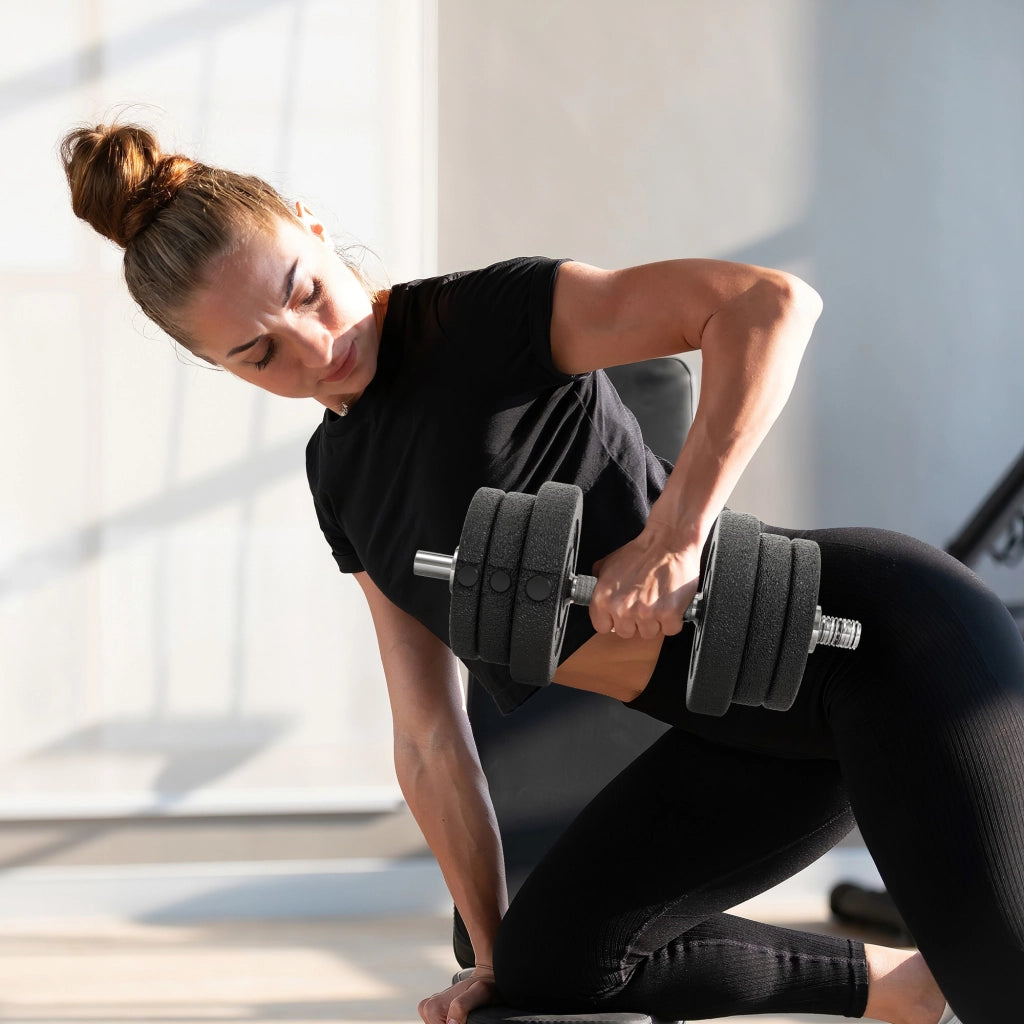 Set di manubri regolabili 25 kg ¨C zephmum ¨C nero acciaio polyuretano