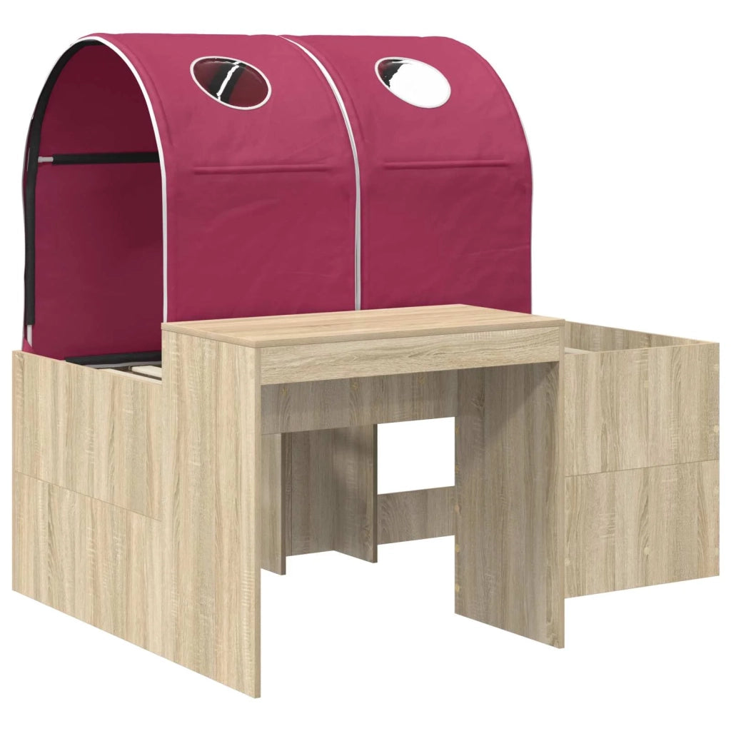 Letto con Tunnel 3 pz Rovere Artigianale e Rosso 3423519
