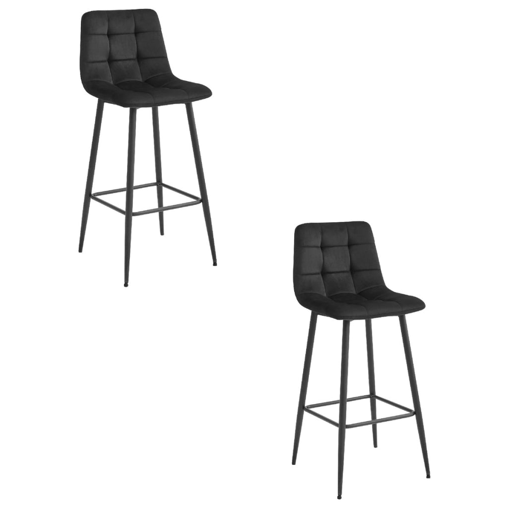 Set di 2 Sgabelli Bar Arceto in Velluto Nero