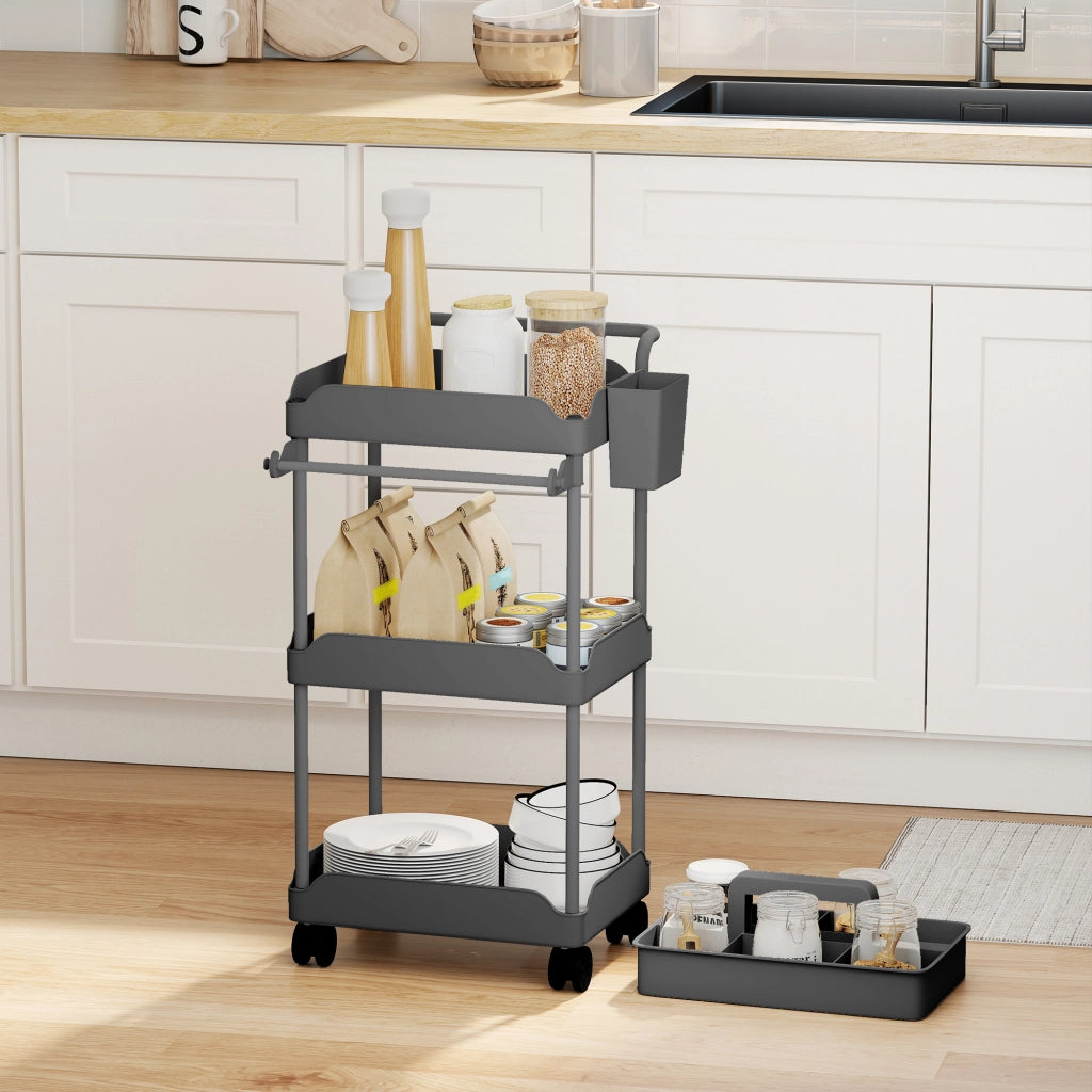 Carrello Portatile a 3 Livelli con Cestelli ¨C Minimal ¨C Grigio