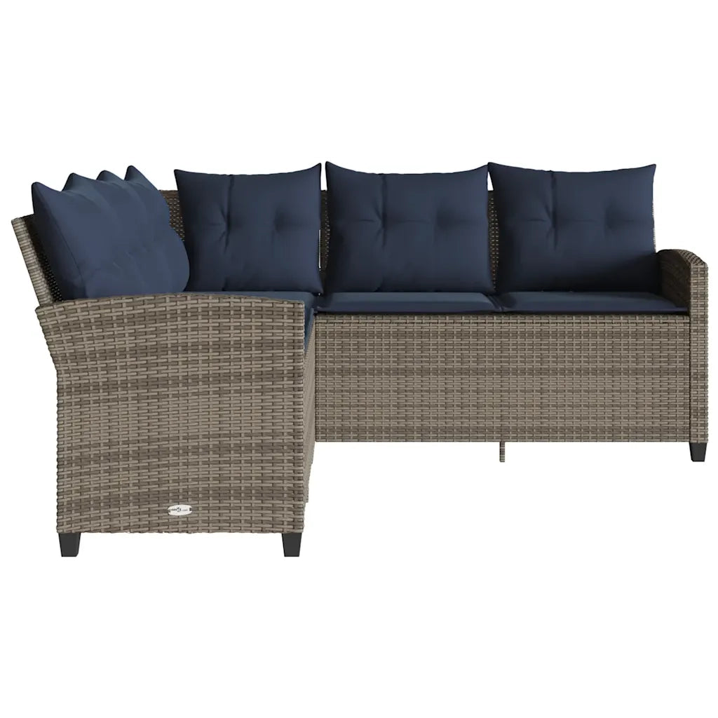 Divano a Forma di L con Cuscini in Polyrattan Grigio 365419