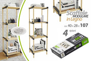 Scaffale in Legno Modulare con 4 Ripiani 107 x 40 x 28 cm