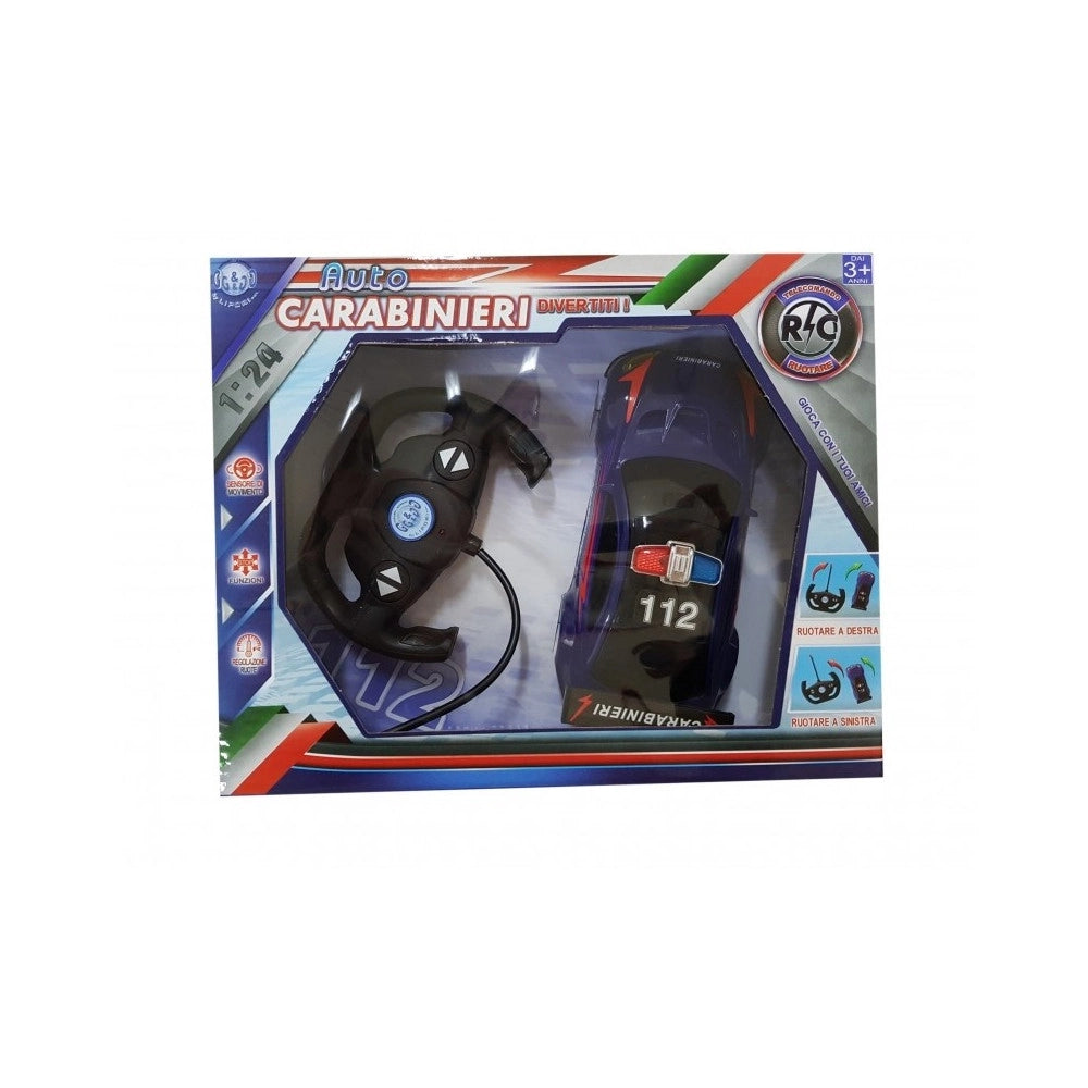 Trade Shop - Macchina Carabinieri 112 Telecomandata 1:24 Auto Luci Girevole Gioco Bambini -