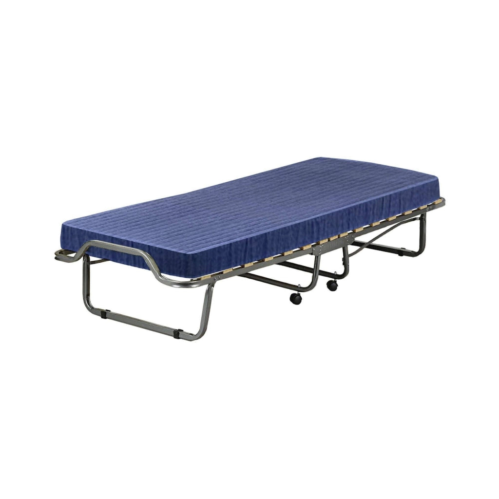 Letto pieghevole salvaspazio Antonietto, Brandina con rete a doghe e materasso incluso, 100% Made in Italy, 80x190h39 cm, Antracite, senza cover