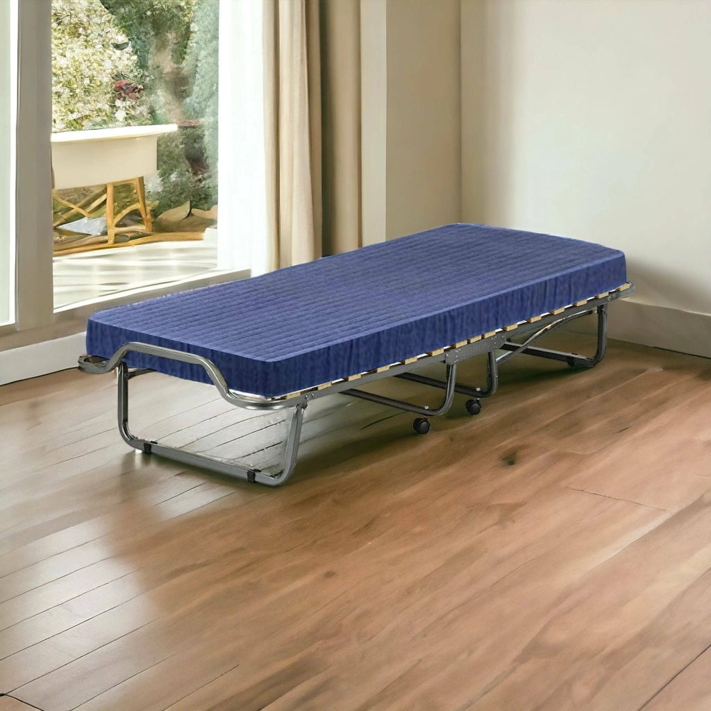 Letto pieghevole salvaspazio Antonietto, Brandina con rete a doghe e materasso incluso, 100% Made in Italy, 80x190h39 cm, Antracite, senza cover