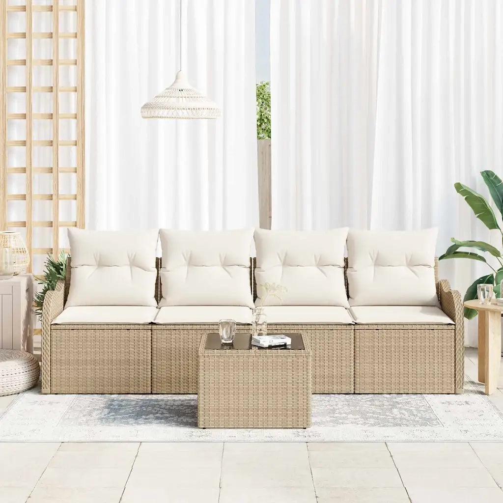 Set Divano da Giardino con cuscino 5 pcs Beige e Crema 3354240