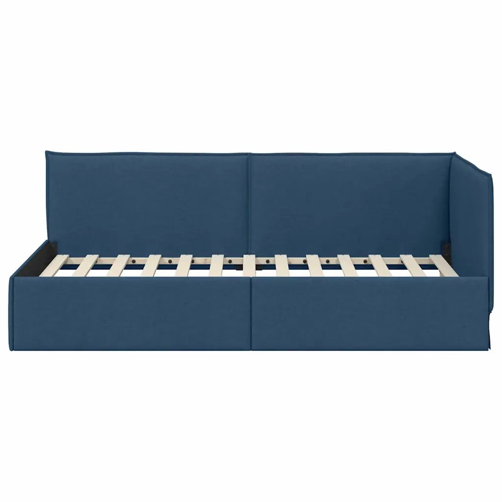 Cornice del letto ad angolo Blu 100 x 200 cm Tessuto 42016478