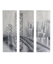 Quadro dipinto set 3 pezzi ponte cm 40x120x3