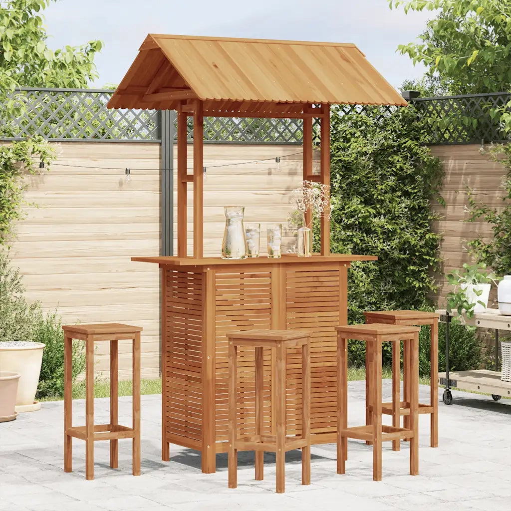 Tavolo Bar Esterno con Tetto 113x106x217cm Massello di Acacia