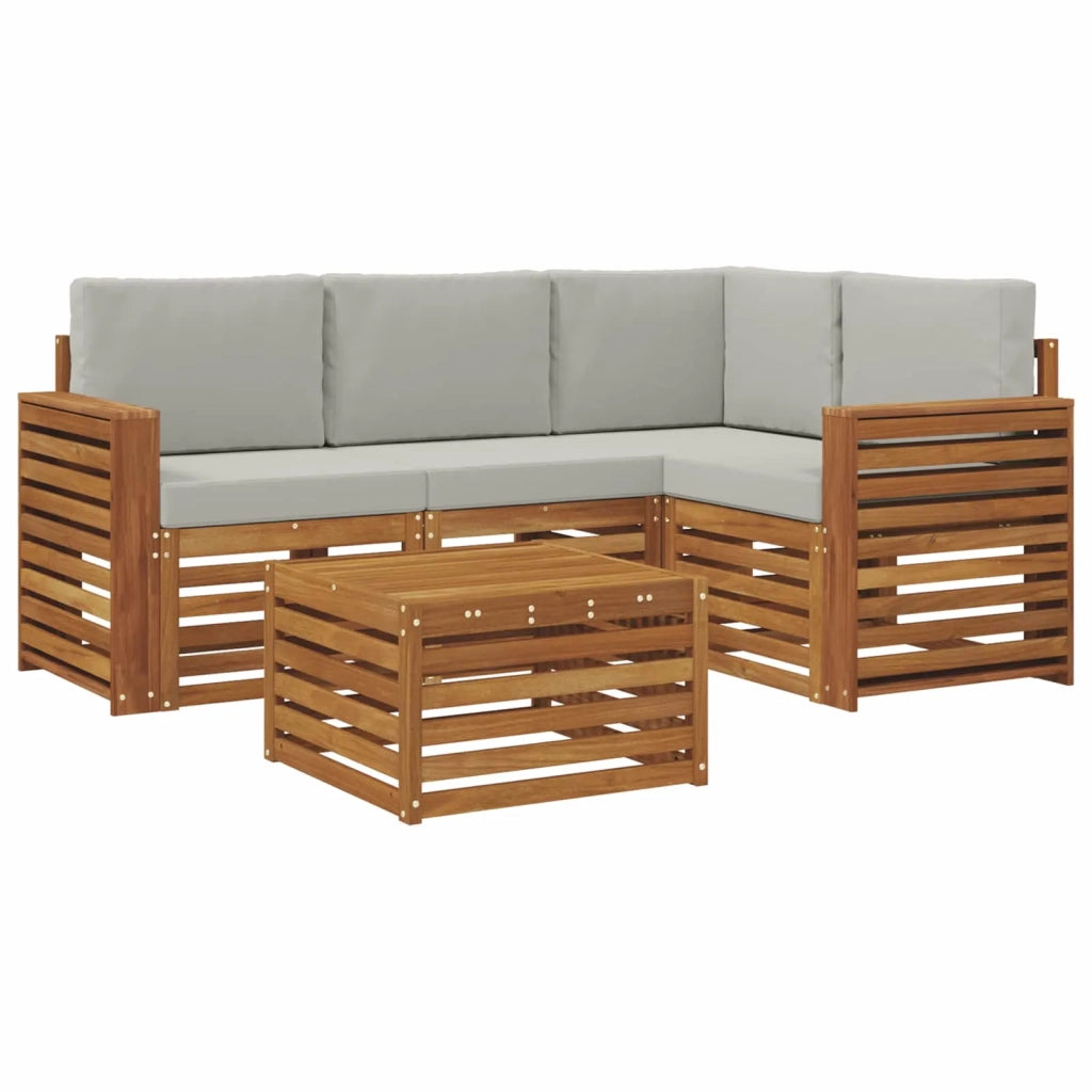 Set di divani da esterno 5 pcs Grigio Naturale e Chiaro 3374776