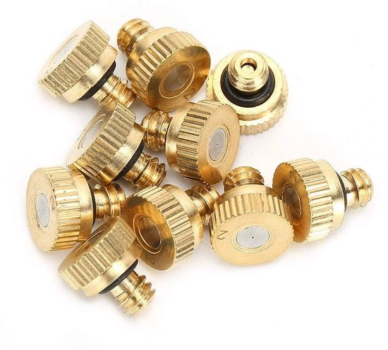 Set di Nozzle di Pulverizzazione 10 pezzi - Ottone - Pressione Bassa - Bocchetta di Pulverizzazione - Resistente alla Corrosione - Diametro Foro 0,2 mm