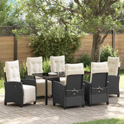 Set da Pranzo per Giardino con cuscino 7 pcs Nero polyrattan