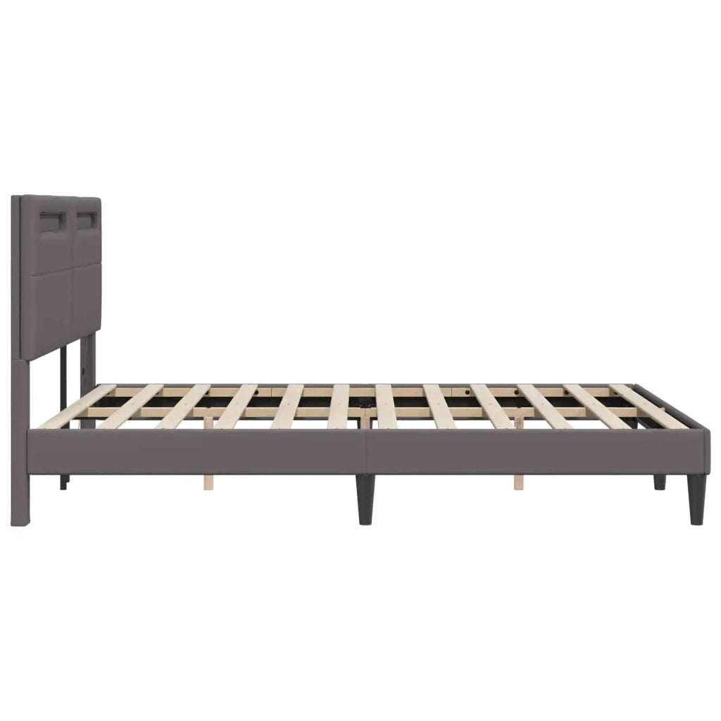 Letto matrimoniale | Letto per adulti | Struttura del letto con testiera Grigio 120 x 200 cm Similpelle