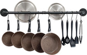 Panniera per cucina, stanghette per pentole, supporto per pentole, stanghette per cucina con ganci, 100 cm di lunghezza
