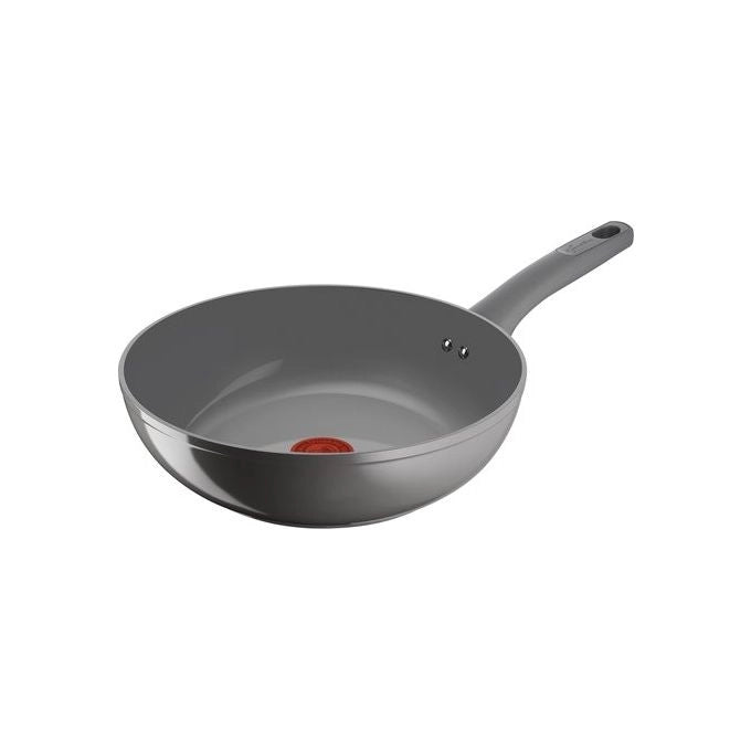 Lagostina Risorsa Wok 28 cm, Rivestimento in Ceramica Antiaderente, Scorrevolezza Ottimale, Thermo-Signal, Induzione