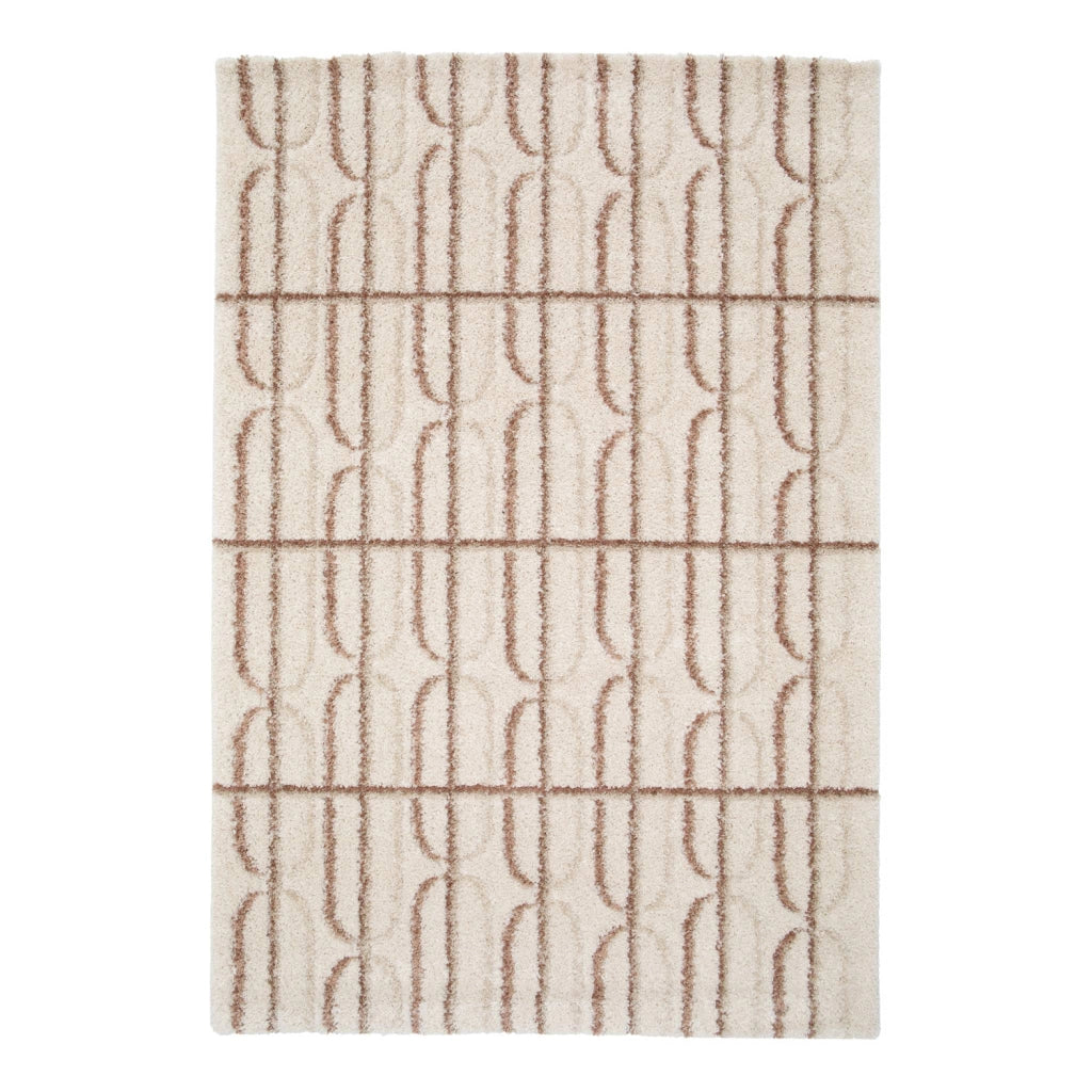 Tappeto da interno con motivo grafico crema, rosa e marrone