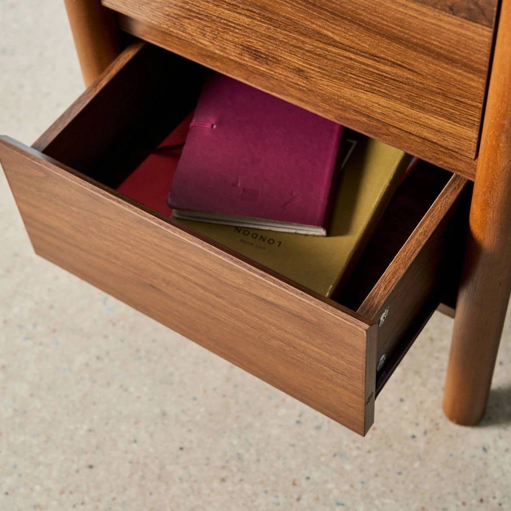Set 2 comodini decoro legno 2 cassetti , noce