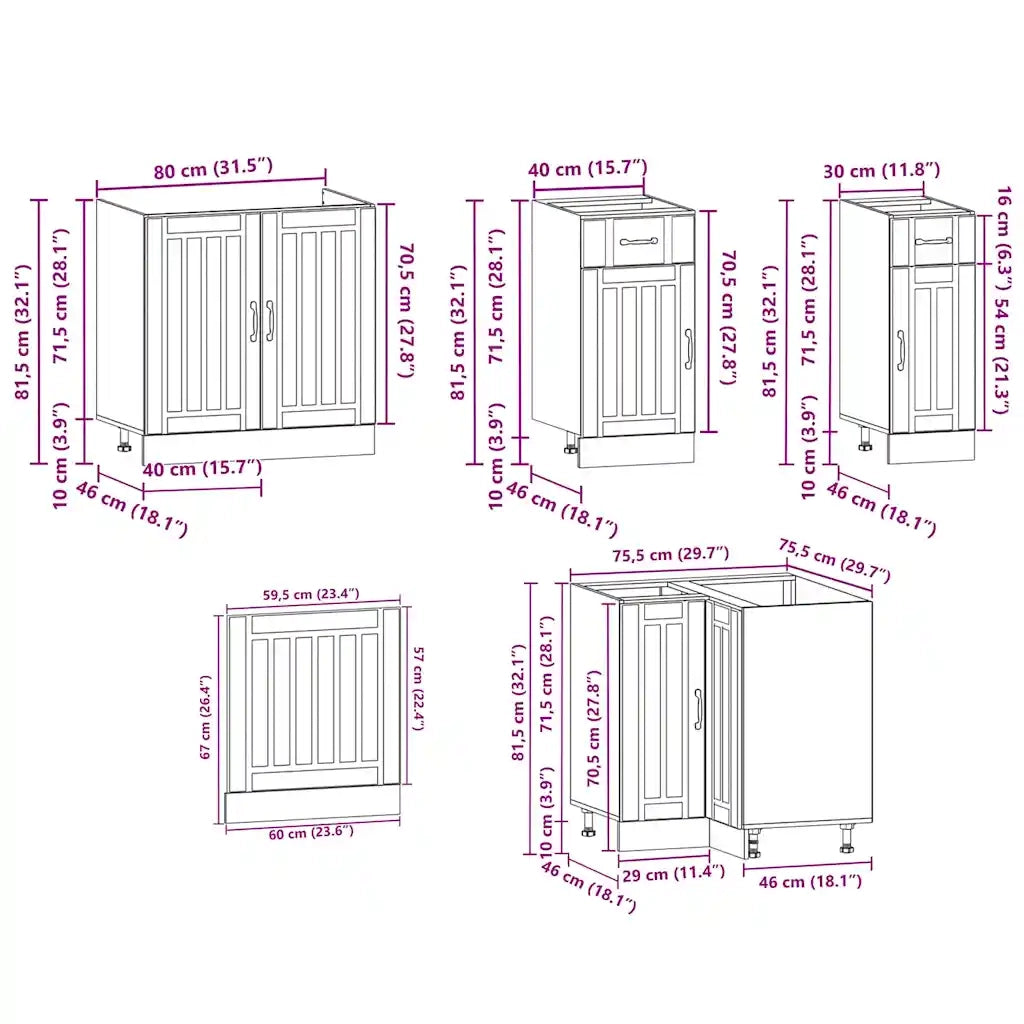Set Mobili da Cucina 11 pz Lucca Rovere Sonoma in Truciolato 3314954