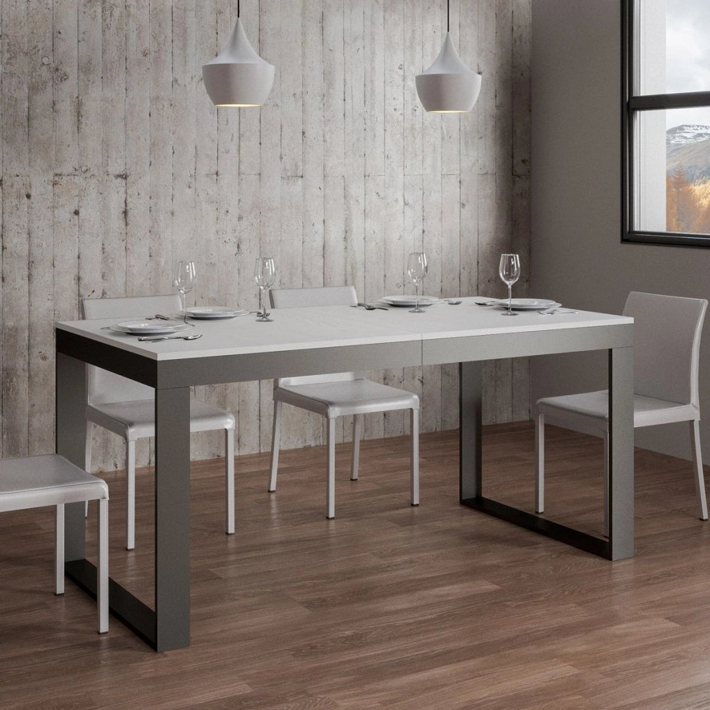 Tavolo allungabile 90x180/440 cm Tekno Evolution Bianco Frassino telaio Antracite