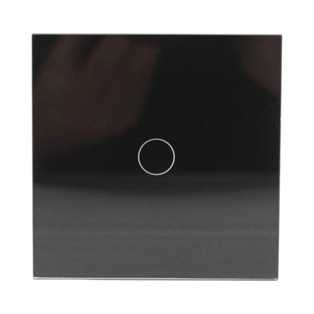 Interruttore touch per testa scala nero 220V, spia luminosa, cornice in vetro 86x86x34mm