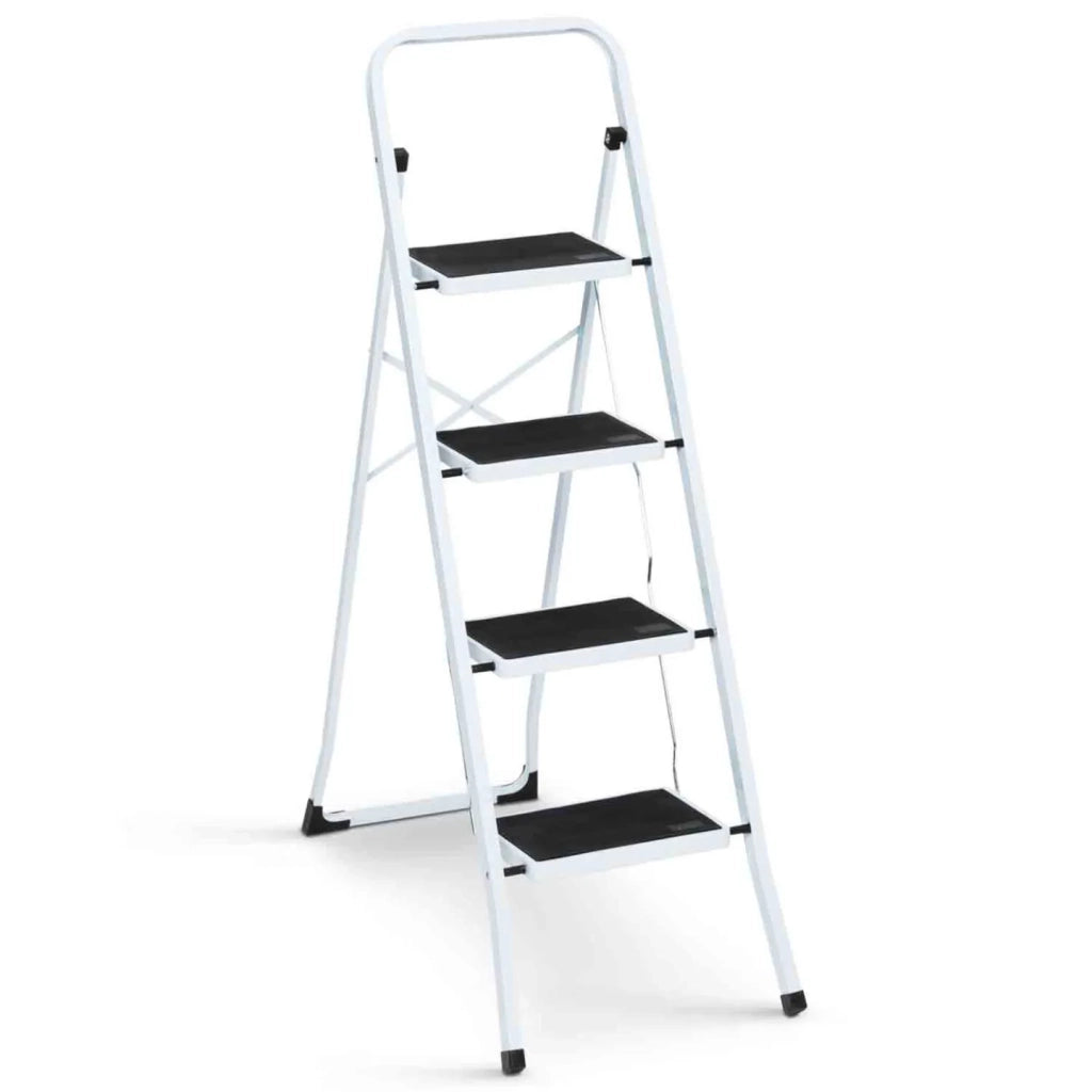 IDMarket - Scaletta pieghevole con 4 gradini antiscivolo e corrimano