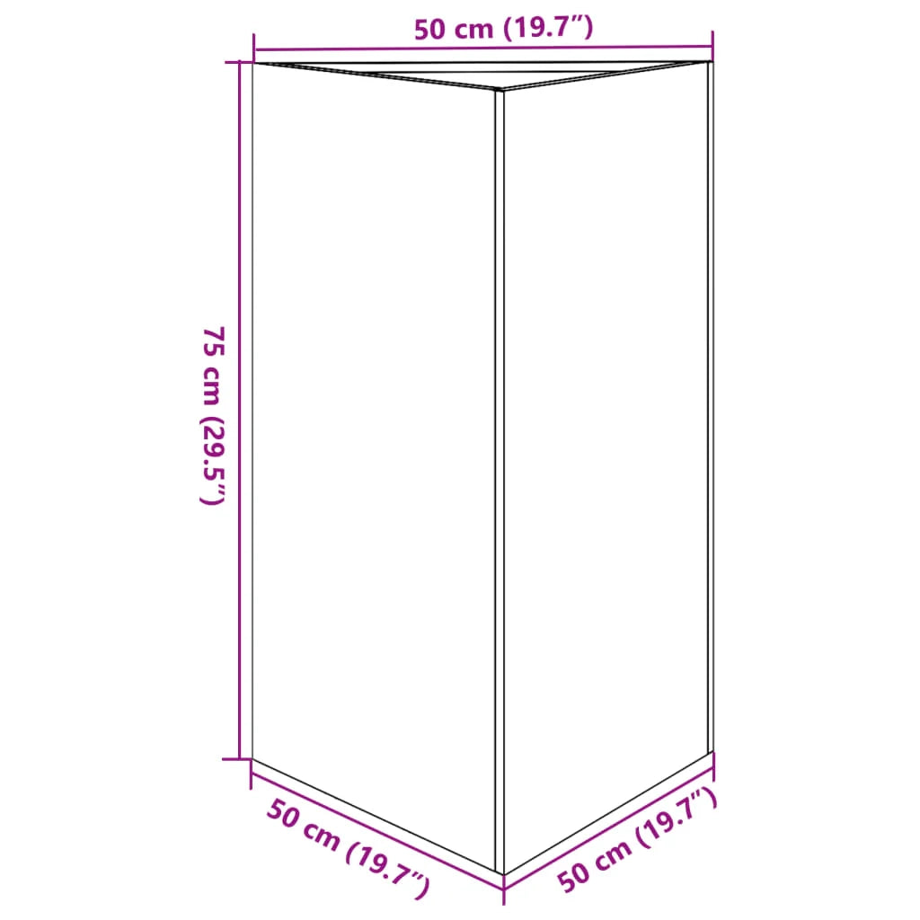 Fioriera rialzata triangolare per piante fiori e patio/giardino 50 x 43 x 75 cm acciaio inox argento 02_0038819