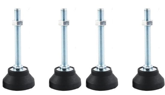 Set di sosteggi mobili da 4 pezzi - Regolabile fino a 50 mm - Capacità di carico 80 kg - Base rotonda con gomma d'assorbimento - Stabilità su pavimenti irregolari