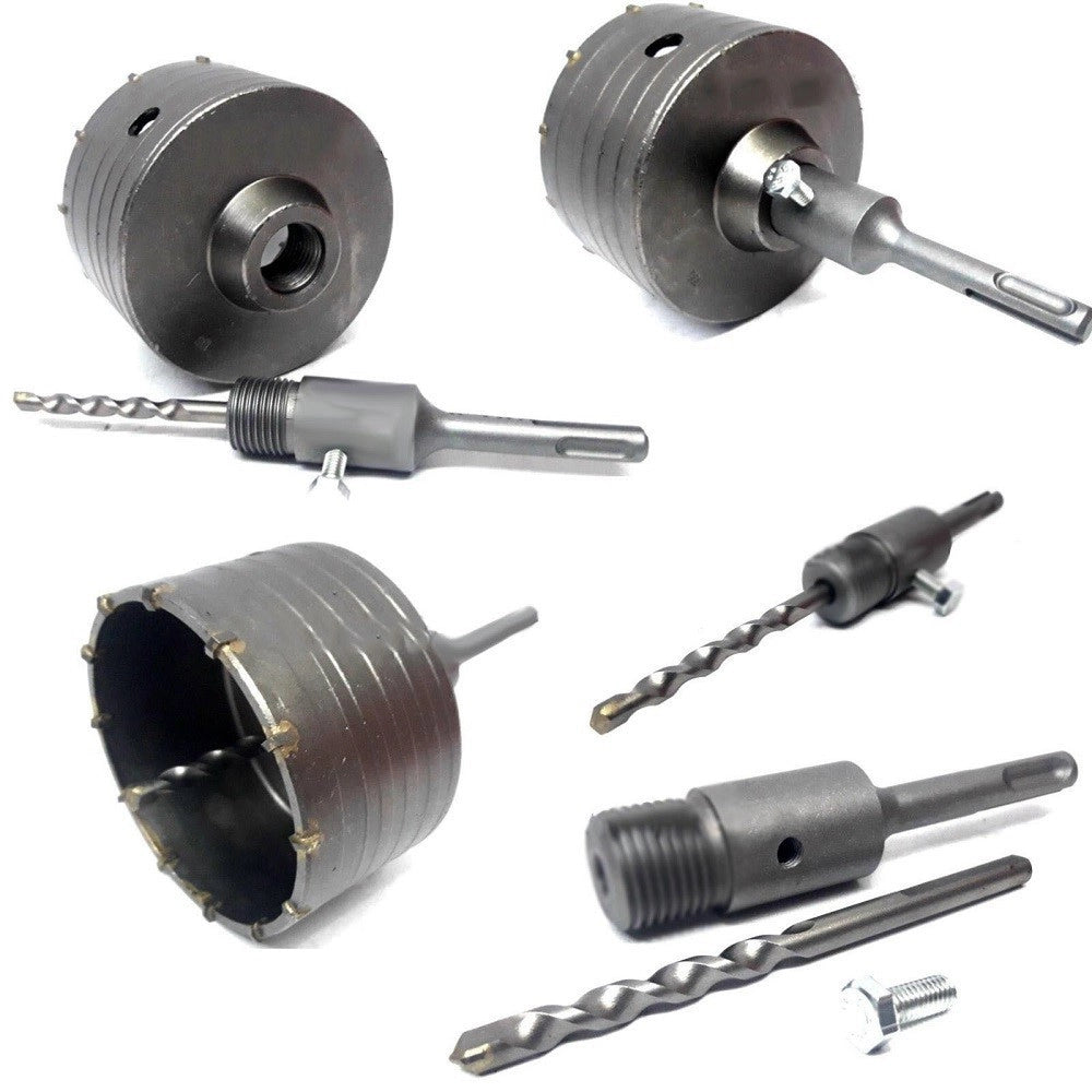 Trade Shop - Fresa Carotatrice A Tazza Per Muro Da 30mm A 130mm + Asta Da 11 Cm Sds Plus -       60 Mm