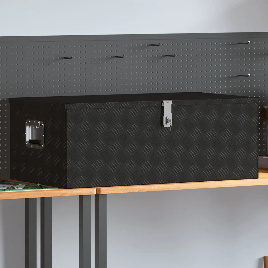 Contenitore Portaoggetti Nero 100x55x37 cm in Alluminio 152257