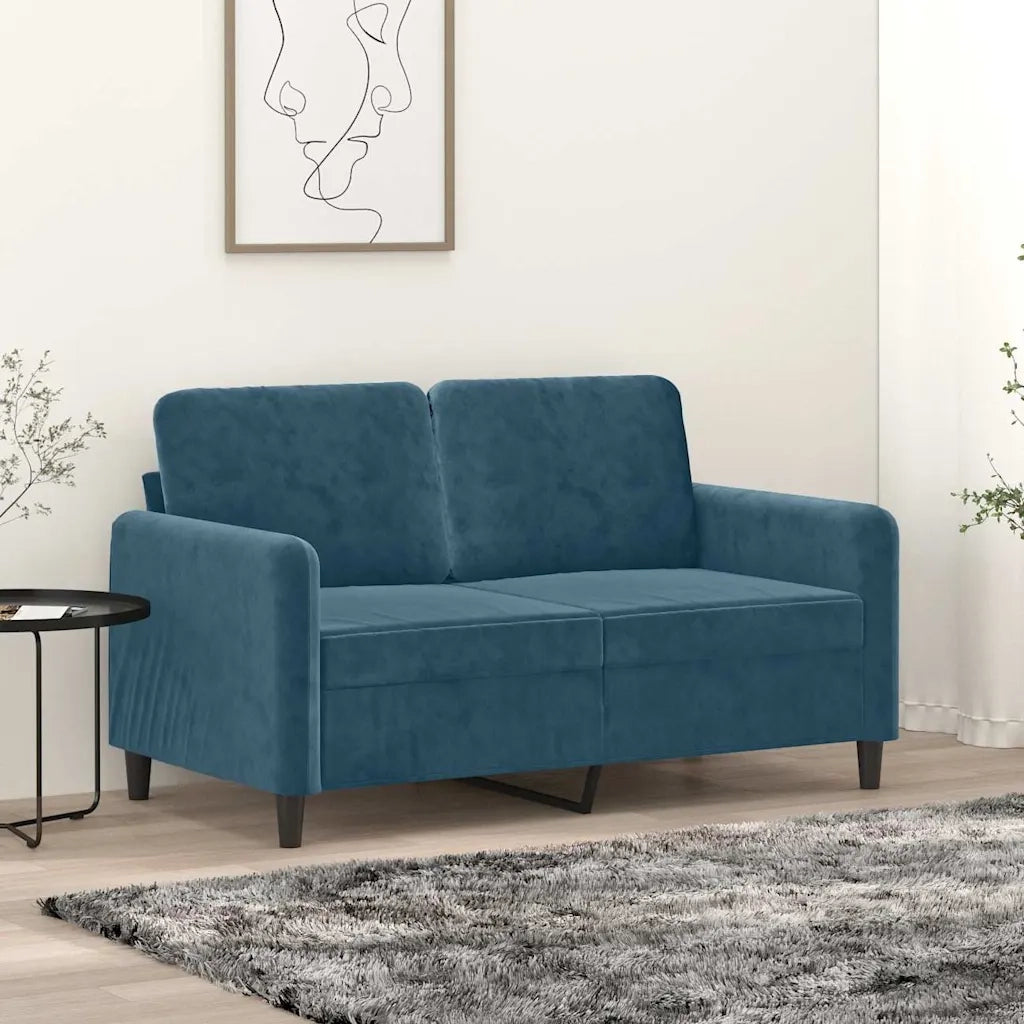 Divano a 2 Posti Blu 120 cm in Velluto 359441