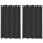 Tende in Voile con Occhielli 2 pz Nero 140x175 cm